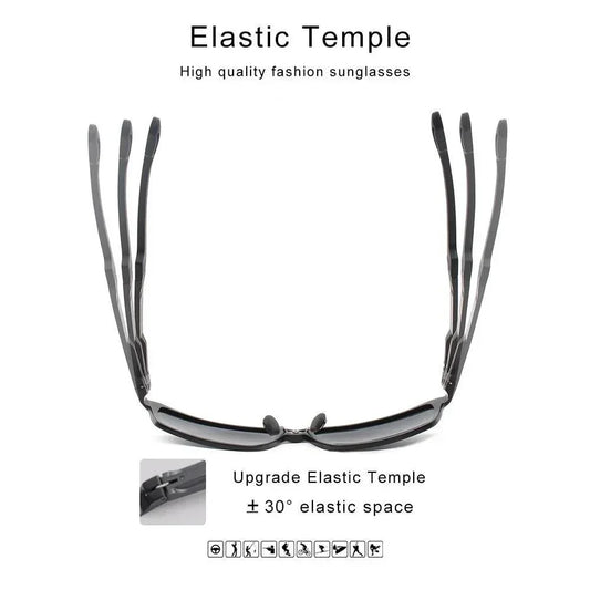 Fashion sunglasses with elastic temple arms for flexible fit, ideal for active lifestyles and daily wear.