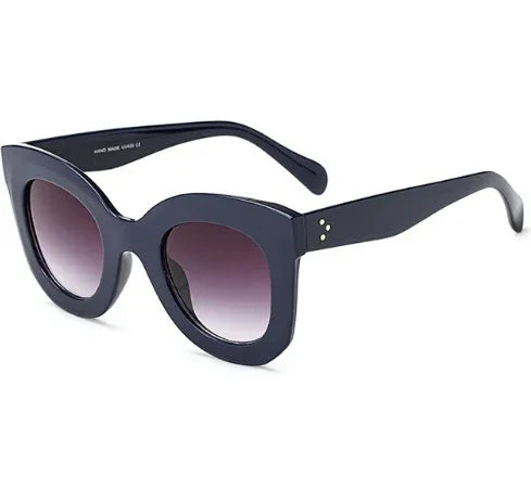 Stylish black oversized cat eye sunglasses with gradient tinted lenses