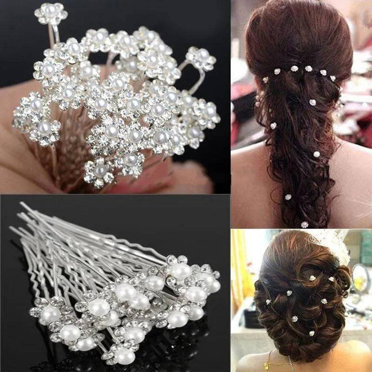 Crystal Flower Bridal Hairpins