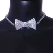 Crystal Bow Tie Choker Chain Iced Out Rhinestone Tennis Necklace