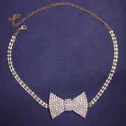 Crystal Bow Tie Choker Chain Iced Out Rhinestone Tennis Necklace