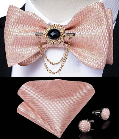 Fashion Bow Tie with Brooch Pin with matching Cufflinks