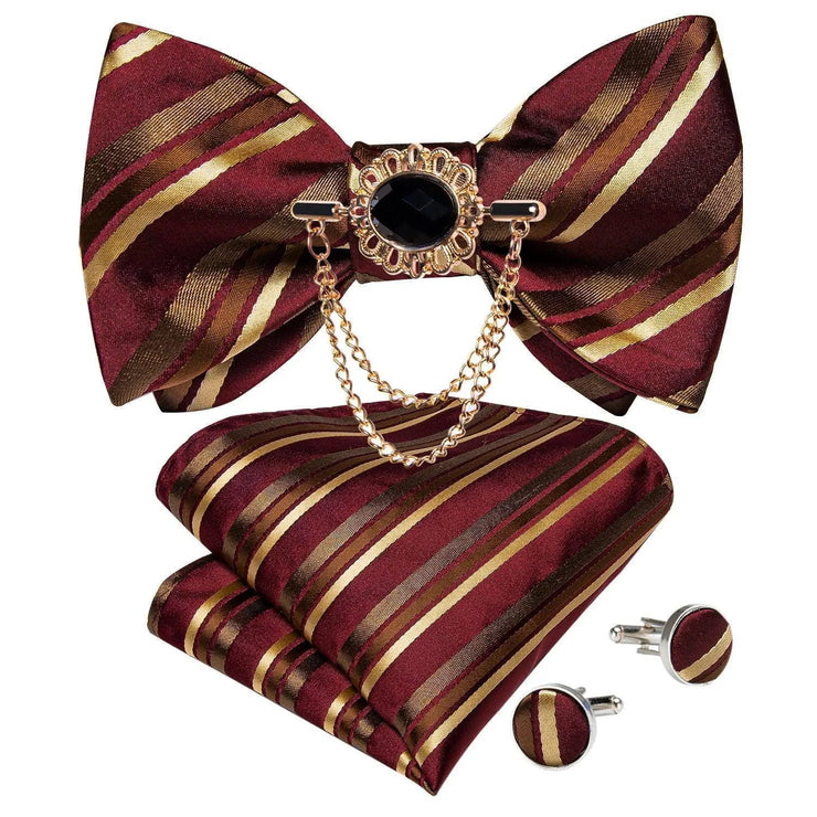 Fashion Bow Tie with Brooch Pin with matching Cufflinks