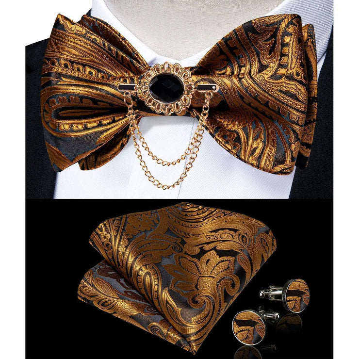 Fashion Bow Tie with Brooch Pin with matching Cufflinks