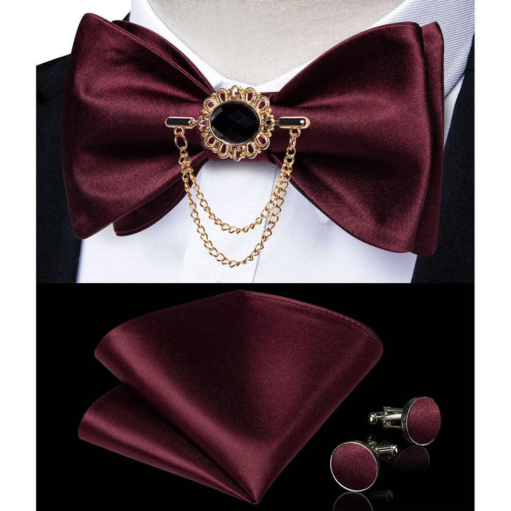 Fashion Bow Tie with Brooch Pin with matching Cufflinks