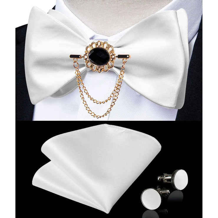 Fashion Bow Tie with Brooch Pin with matching Cufflinks