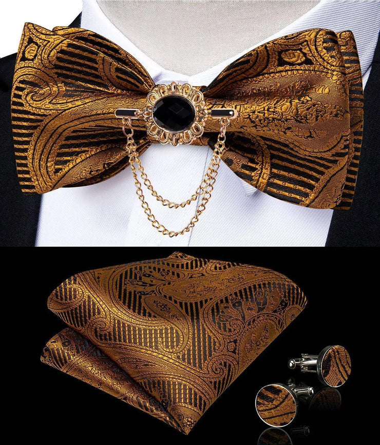 Fashion Bow Tie with Brooch Pin with matching Cufflinks