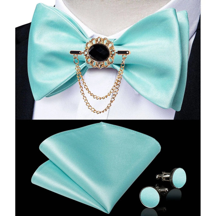 Fashion Bow Tie with Brooch Pin with matching Cufflinks