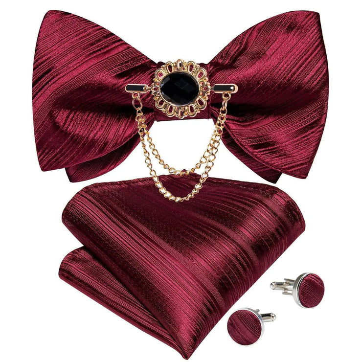 Fashion Bow Tie with Brooch Pin with matching Cufflinks