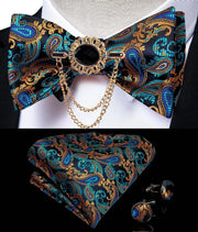 Fashion Bow Tie with Brooch Pin with matching Cufflinks