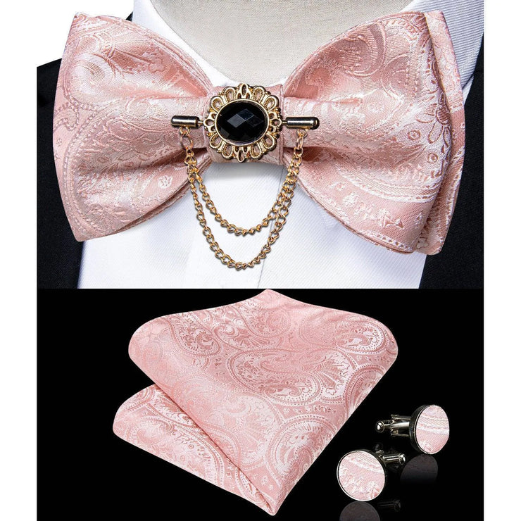 Fashion Bow Tie with Brooch Pin with matching Cufflinks