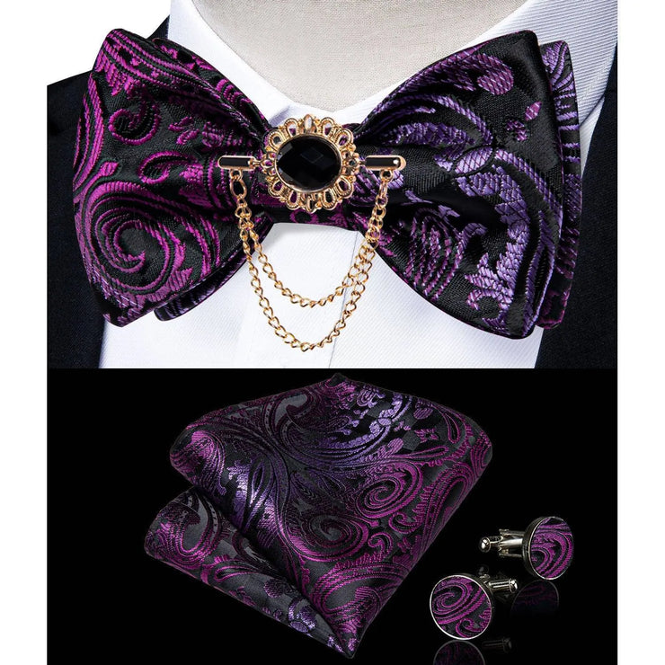 Fashion Bow Tie with Brooch Pin with matching Cufflinks