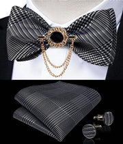 Fashion Bow Tie with Brooch Pin with matching Cufflinks