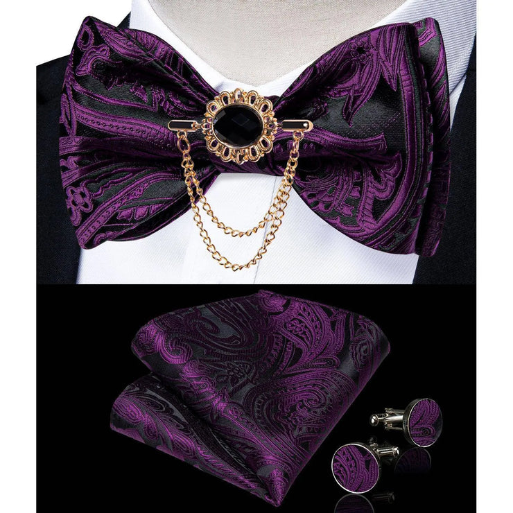 Fashion Bow Tie with Brooch Pin with matching Cufflinks