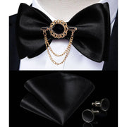 Fashion Bow Tie with Brooch Pin with matching Cufflinks