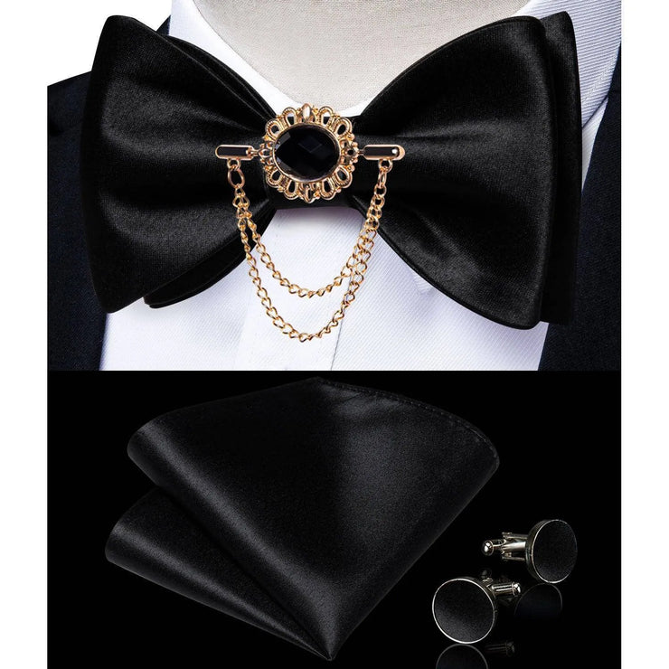 Fashion Bow Tie with Brooch Pin with matching Cufflinks