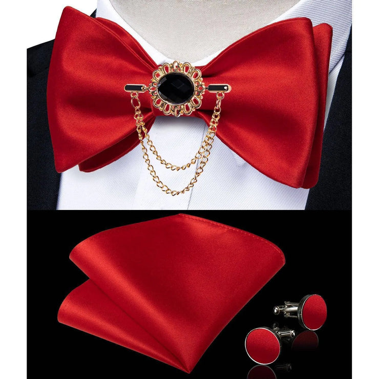 Fashion Bow Tie with Brooch Pin with matching Cufflinks