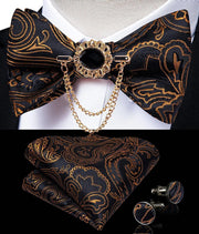 Fashion Bow Tie with Brooch Pin with matching Cufflinks