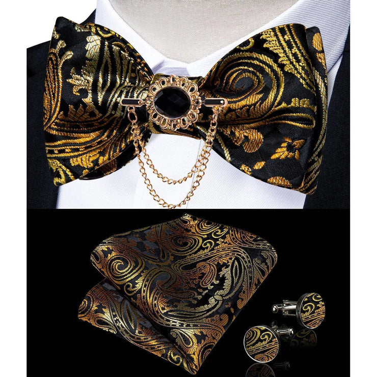 Fashion Bow Tie with Brooch Pin with matching Cufflinks