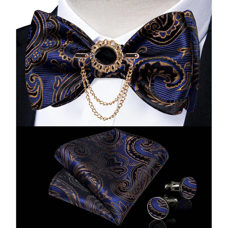 Fashion Bow Tie with Brooch Pin with matching Cufflinks