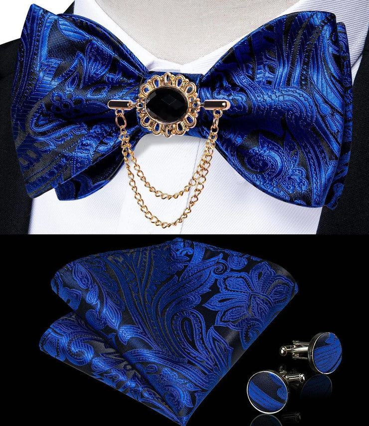 Fashion Bow Tie with Brooch Pin with matching Cufflinks