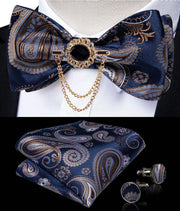 Fashion Bow Tie with Brooch Pin with matching Cufflinks