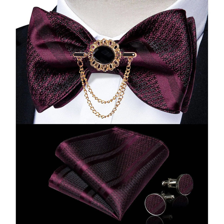 Fashion Bow Tie with Brooch Pin with matching Cufflinks