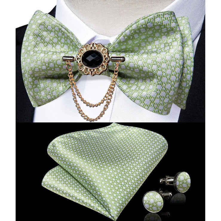 Fashion Bow Tie with Brooch Pin with matching Cufflinks