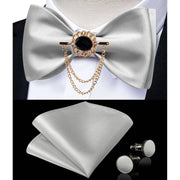 Fashion Bow Tie with Brooch Pin with matching Cufflinks