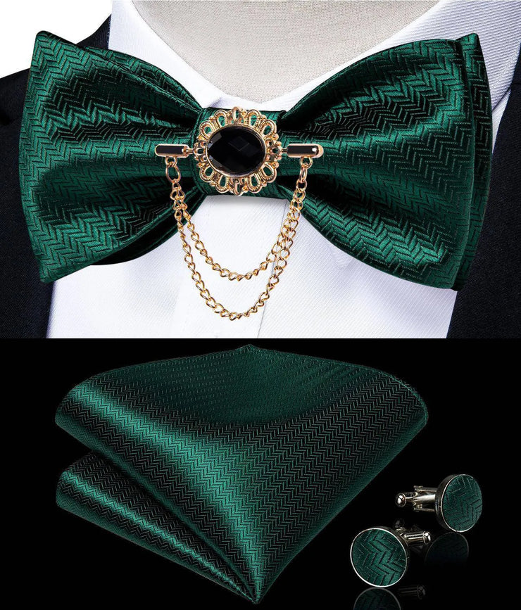 Fashion Bow Tie with Brooch Pin with matching Cufflinks