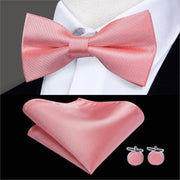 100% Silk Butterfly Bow Tie, Handkerchief and Cufflinks Set