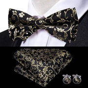 100% Silk Butterfly Bow Tie, Handkerchief and Cufflinks Set