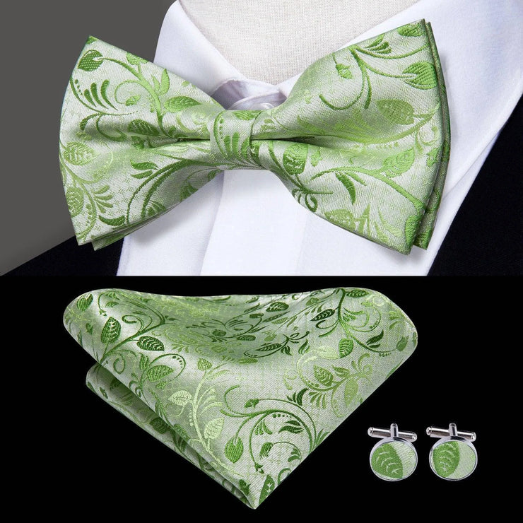 100% Silk Butterfly Bow Tie, Handkerchief and Cufflinks Set