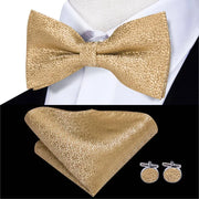 100% Silk Butterfly Bow Tie, Handkerchief and Cufflinks Set