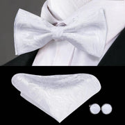 100% Silk Butterfly Bow Tie, Handkerchief and Cufflinks Set