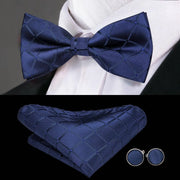 100% Silk Butterfly Bow Tie, Handkerchief and Cufflinks Set