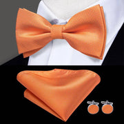 100% Silk Butterfly Bow Tie, Handkerchief and Cufflinks Set