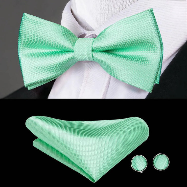 100% Silk Butterfly Bow Tie, Handkerchief and Cufflinks Set