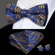 100% Silk Butterfly Bow Tie, Handkerchief and Cufflinks Set