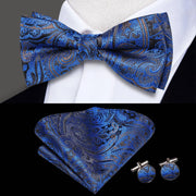 100% Silk Butterfly Bow Tie, Handkerchief and Cufflinks Set