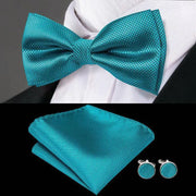 100% Silk Butterfly Bow Tie, Handkerchief and Cufflinks Set