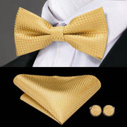 100% Silk Butterfly Bow Tie, Handkerchief and Cufflinks Set