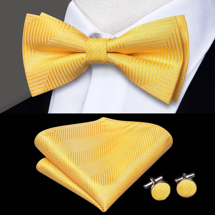 100% Silk Butterfly Bow Tie, Handkerchief and Cufflinks Set