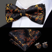 100% Silk Butterfly Bow Tie, Handkerchief and Cufflinks Set