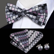 100% Silk Butterfly Bow Tie, Handkerchief and Cufflinks Set