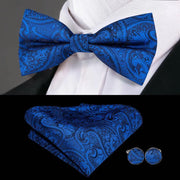 100% Silk Butterfly Bow Tie, Handkerchief and Cufflinks Set