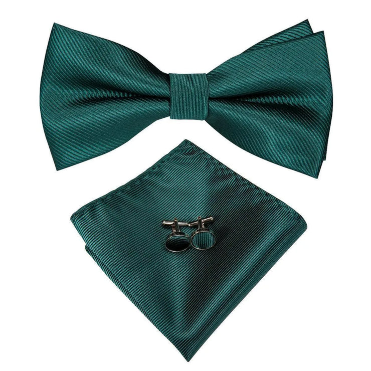 100% Silk Butterfly Bow Tie, Handkerchief and Cufflinks Set