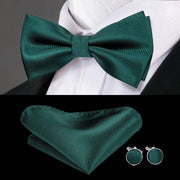 100% Silk Butterfly Bow Tie, Handkerchief and Cufflinks Set