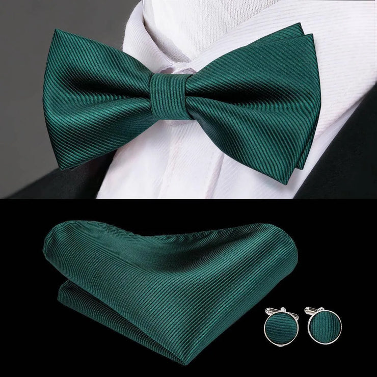 100% Silk Butterfly Bow Tie, Handkerchief and Cufflinks Set