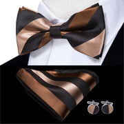 Butterfly Pre-Tied Bow Tie Pocket Square Cufflinks Suit Set